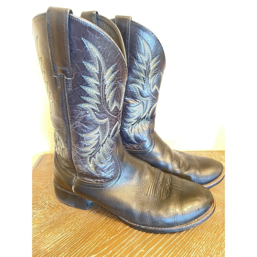 Ariat Mens Size 9 EE‎ Wide Black Heritage Stockman Western Cowboy Boots